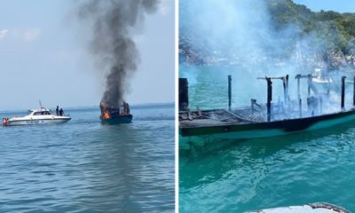 Ghe chở cán bộ Khu Bảo tồn biển Cù Lao Chàm bốc cháy, 3 người bị thương