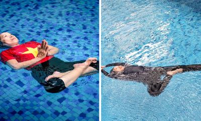 Hà Nội: Cụ bà U80 lập kỷ lục xoay 80 vòng dưới nước liên tục với 8 tư thế Yoga trên mặt nước