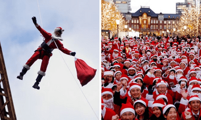 Loạt ảnh vui nhộn: Ông già Noel phát quà Giáng sinh cho mọi người trên khắp thế giới
