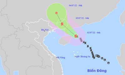Bão số 1 giật cấp 14 đang hướng gần Quảng Ninh, Bắc bộ mưa to từ chiều tối nay (2/7)