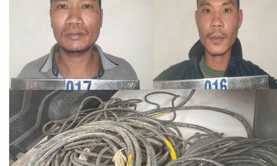 Thanh Hóa: Bắt 2 đối tượng trộm cắp dây cáp điện
