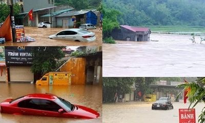Lạng Sơn: Mưa lớn khiến nhiều tuyến đường ngập nước, ô tô nổi bềnh bềnh 