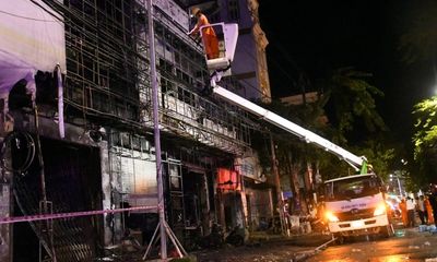 Hiện trường vụ cháy lớn thiêu rụi 2 căn nhà liền kề ở Quảng Ngãi 