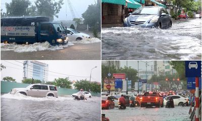 Đà Nẵng mưa trắng trời, nhiều tuyến đường ngập thành sông, giao thông tê liệt 