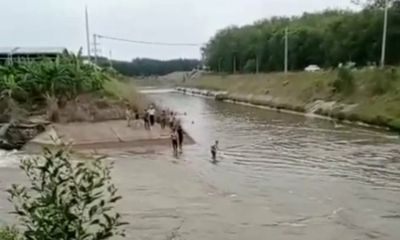 Bình Dương: Máy cày lao xuống sông, 2 thanh niên bị dòng nước cuốn trôi