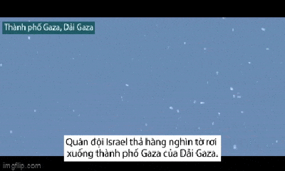 Video: Hàng nghìn tờ truyền đơn kêu gọi người dân sơ tán bay trắng bầu trời Gaza