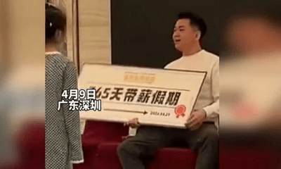 Người đàn ông bất ngờ trúng thưởng 365 ngày nghỉ phép có lương tại Trung Quốc 