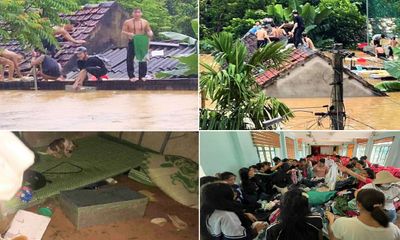 Nước lũ dâng cao, 40 học sinh ở Nghệ An phá mái ngói, leo lên nóc nhà kêu cứu