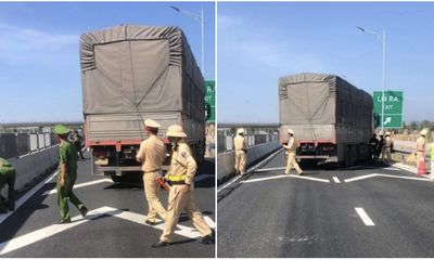 Bắt giữ tài xế điều khiển xe tải tổng thằng vào tổ tuần tra trên cao tốc Vĩnh Hảo - Phan Thiết