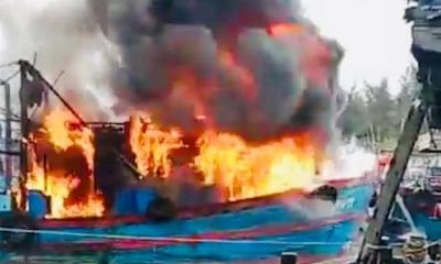 Thanh Hóa: Tàu cá bốc cháy dữ dội, thiệt hại hàng trăm triệu đồng