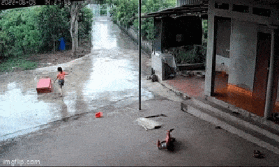 Video: Bé gái nhanh nhẹn giúp mẹ chạy mưa khiến cư dân mạng nể phục