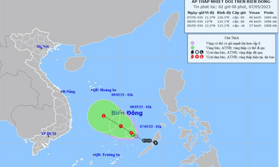 Áp thấp nhiệt đới tiến vào Đà Nẵng đang dần suy yếu