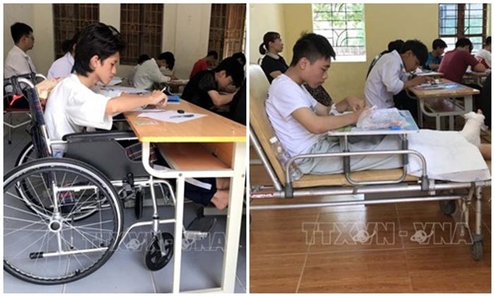Giáo dục pháp luật - Hưng Yên: Thí sinh làm bài thi lớp 10 trên xe lăn, cáng cứu thương